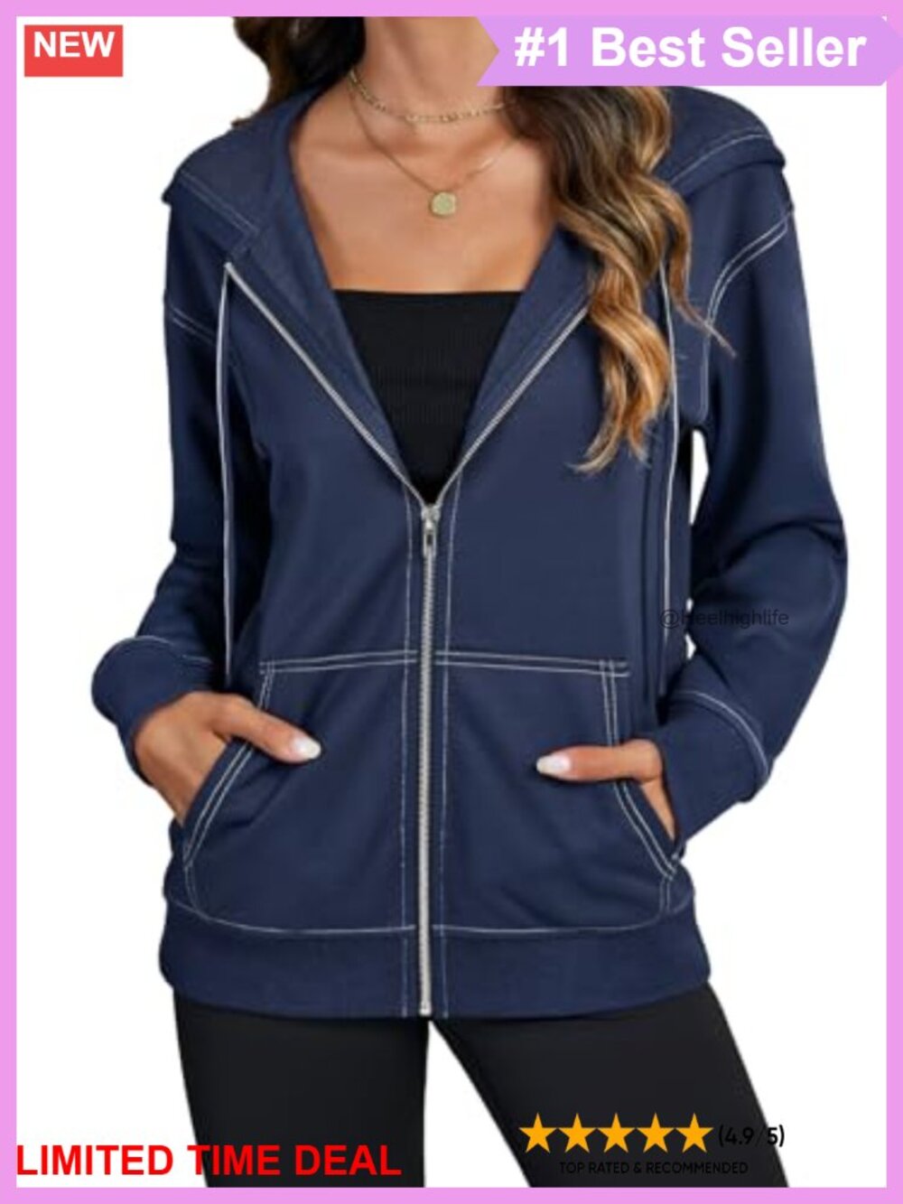 Women's Zip Up Hoodie Long Sleeve Kangaroo Pocket Sweatshirt Casual